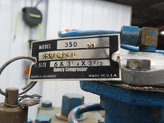 Quincy 350 20 Piston Air Compressor Pump 36CFM @ 175PSI 10Hp 230/460V 120G Tank