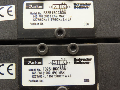 Parker F3251BCC53A Pneumatic Directional Solenoid Valve 6-Station Manifold 120V