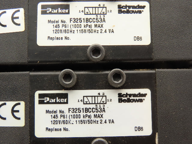 Parker F3251BCC53A Pneumatic Directional Solenoid Valve 6-Station Manifold 120V