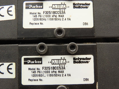 Parker F3251BCC53A Pneumatic Directional Solenoid Valve 6-Station Manifold 120V