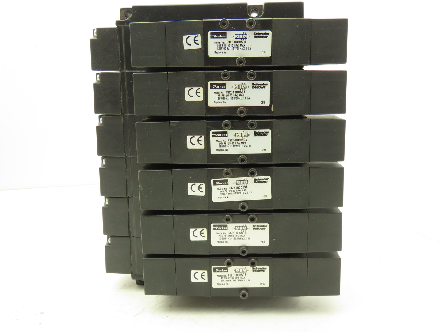 Parker F3251BCC53A Pneumatic Directional Solenoid Valve 6-Station Manifold 120V