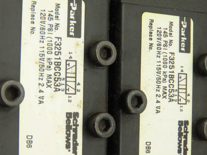 Parker F3251BCC53A Pneumatic Directional Solenoid Valve 9-Station Manifold 120V