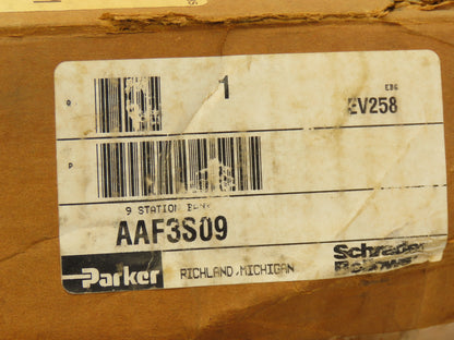 Parker F3251BCC53A Pneumatic Directional Solenoid Valve 9-Station Manifold 120V