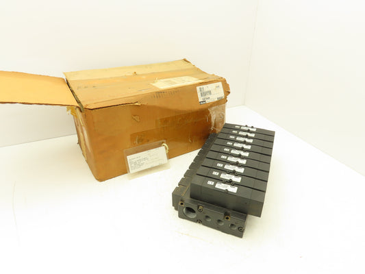 Parker F3251BCC53A Pneumatic Directional Solenoid Valve 9-Station Manifold 120V