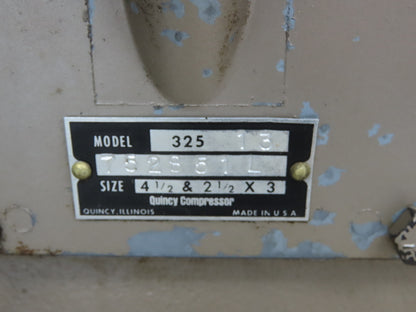 Quincy 325 Piston Air Compressor Pump 18CFM @ 175PSI 5Hp 230V 1Ph 80G Tank