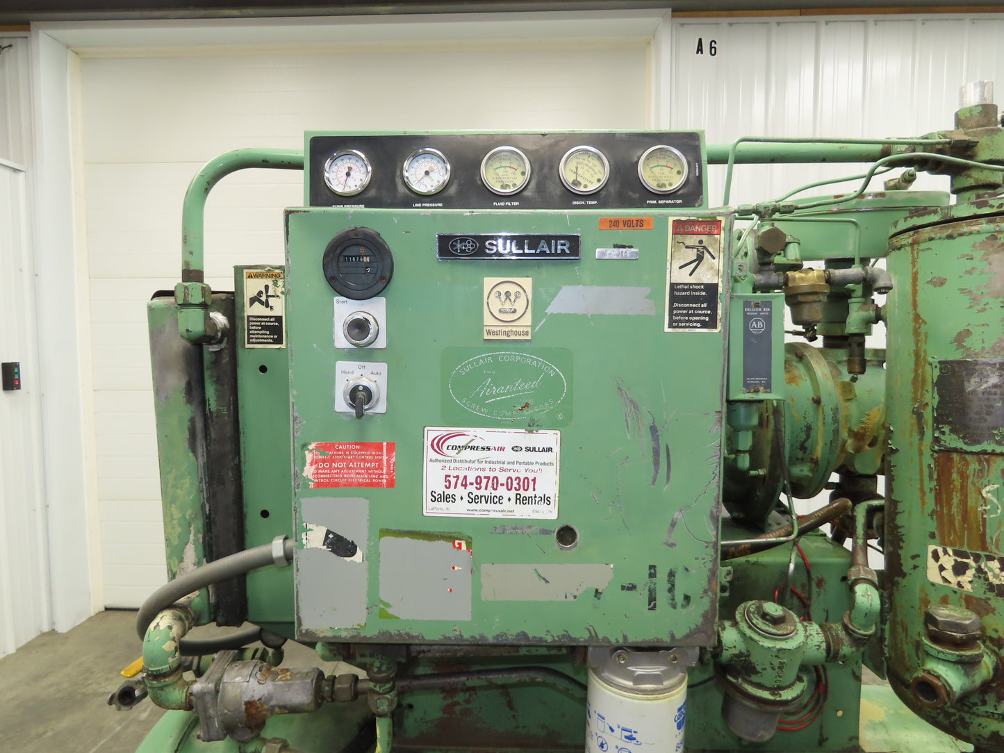 Sullair 10B-25 Rotary Screw Air Compressor 100 CFM 125 PSI 25HP 230/460V 3Ph