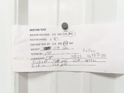 Sullair 10B-25 Rotary Screw Air Compressor 100 CFM 125 PSI 25HP 230/460V 3Ph