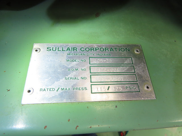 Sullair 10B-25 Rotary Screw Air Compressor 100 CFM 125 PSI 25HP 230/460V 3Ph