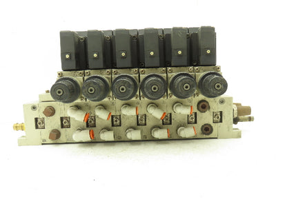 SMC NVFS4300-5FZ Pneumatic Solenoid Valve 7-Station Manifold 24V NVV5FS4-01T-071