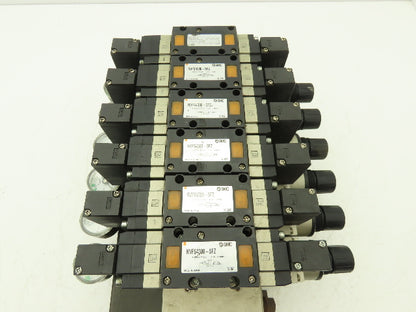 SMC NVFS4300-5FZ Pneumatic Solenoid Valve 7-Station Manifold 24V NVV5FS4-01T-071