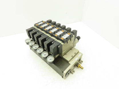 SMC NVFS4300-5FZ Pneumatic Solenoid Valve 7-Station Manifold 24V NVV5FS4-01T-071
