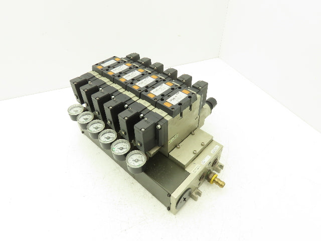 SMC NVFS4300-5FZ Pneumatic Solenoid Valve 7-Station Manifold 24V NVV5FS4-01T-071