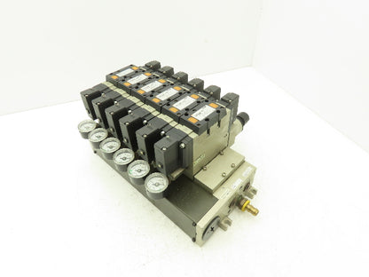 SMC NVFS4300-5FZ Pneumatic Solenoid Valve 7-Station Manifold 24V NVV5FS4-01T-071
