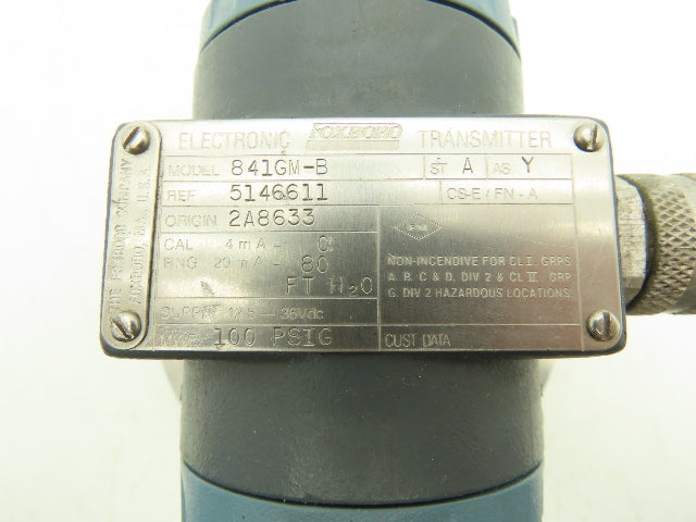 Foxboro 841GM-B Pressure Transmitter 3" Flange 12.5-36VDC 0-100PSI 0-80" H20