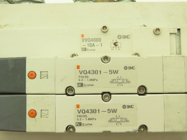 SMC VQ4301-5W Pneumatic Solenoid Valve 3-Station Manifold 24VDC  Lot of 2