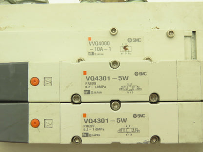 SMC VQ4301-5W Pneumatic Solenoid Valve 3-Station Manifold 24VDC  Lot of 2
