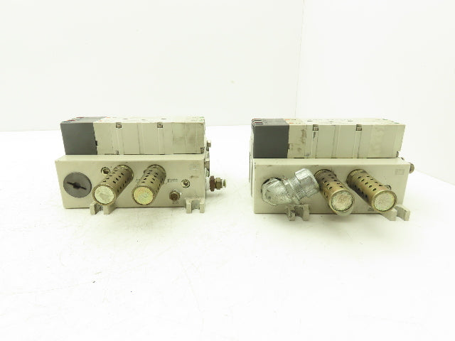 SMC VQ4301-5W Pneumatic Solenoid Valve 3-Station Manifold 24VDC  Lot of 2