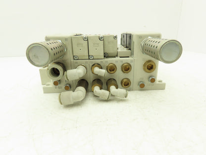 SMC VQ4301-5W VQ4101 Pneumatic Solenoid Valve 4-Station Manifold 24V w/3 Valves