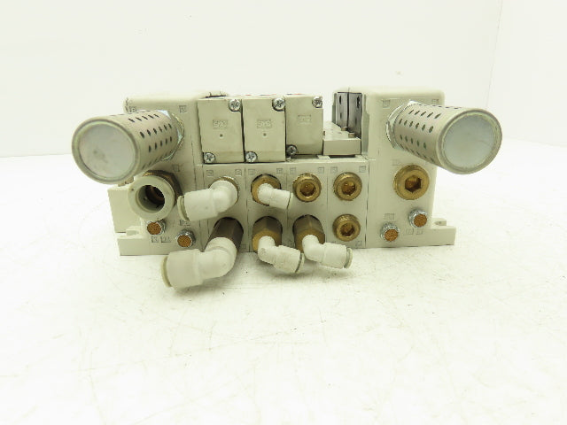 SMC VQ4301-5W VQ4101 Pneumatic Solenoid Valve 4-Station Manifold 24V w/3 Valves