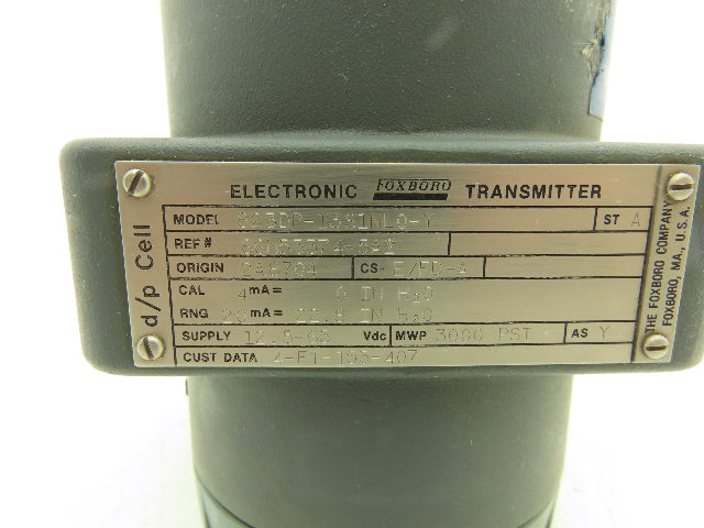 Foxboro 823DP-I3S1NL0-Y Electronic Pressure Transmitter 12.5-65VDC 3000PSI
