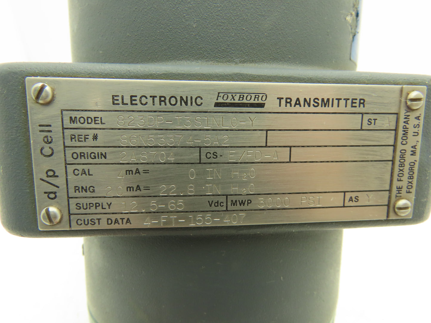 Foxboro 823DP-I3S1NL0-Y Electronic Pressure Transmitter 12.5-65VDC 3000PSI
