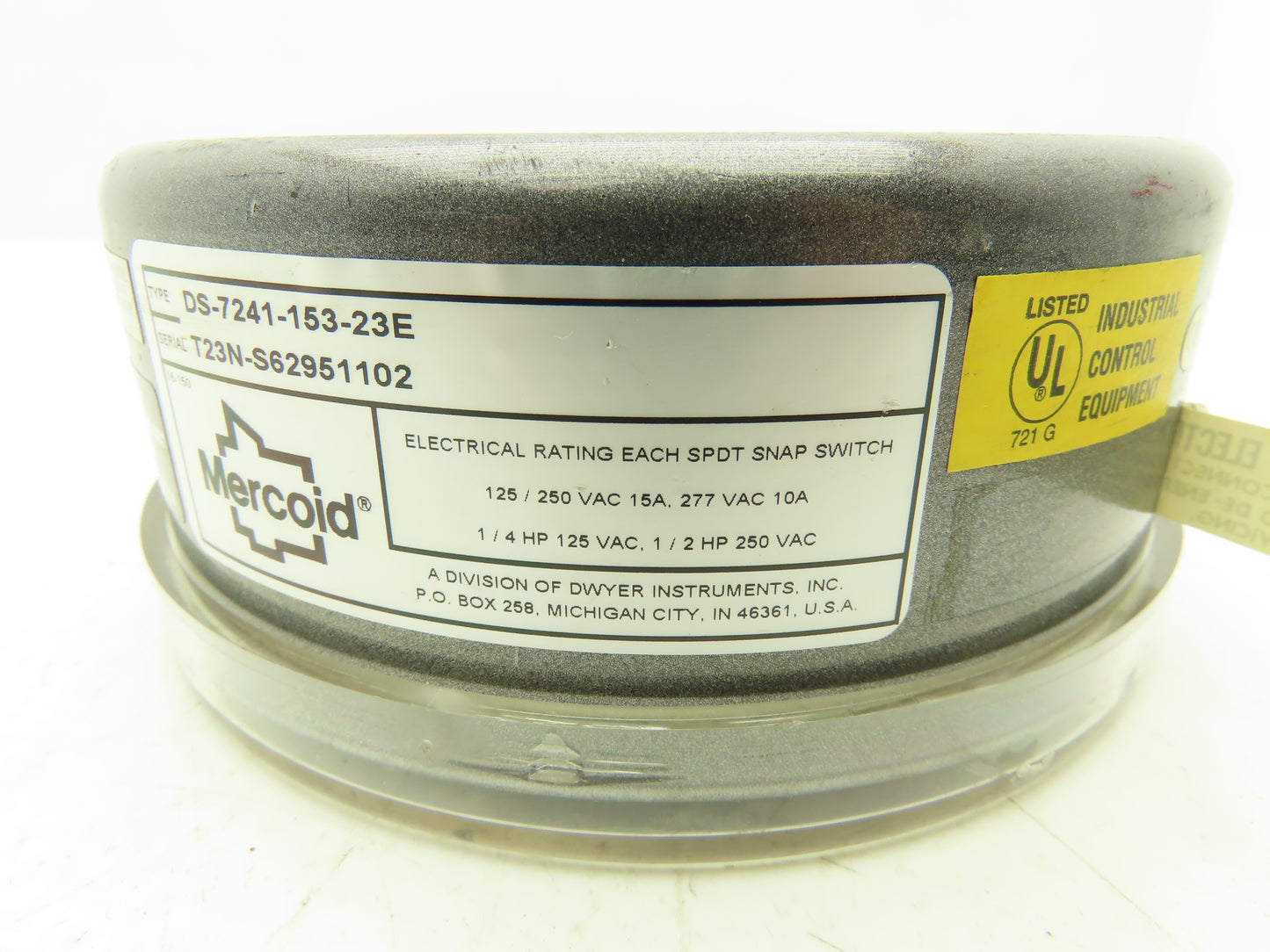 Dwyer Mercoid DS-7241-153-23E SPDT Snap Pressure Switch 5-75psi