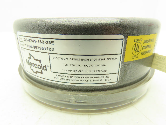 Dwyer Mercoid DS-7241-153-23E SPDT Snap Pressure Switch 5-75psi