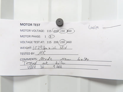 Twin City UBVA Axifan 36" Tube Axial Fan 10hp 230/460 Volt 3Ph Roof Ventilator