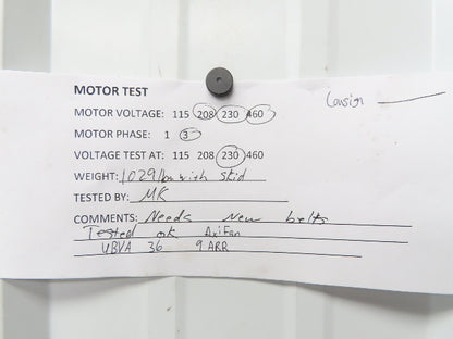 Twin City UBVA Axifan 36" Tube Axial Fan 10hp 230/460 Volt 3Ph Roof Ventilator