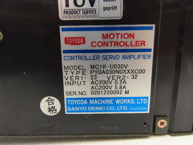 Toyoda Machine Works MC1K-U030V Motion Controller Servo Amplifier 200VAC