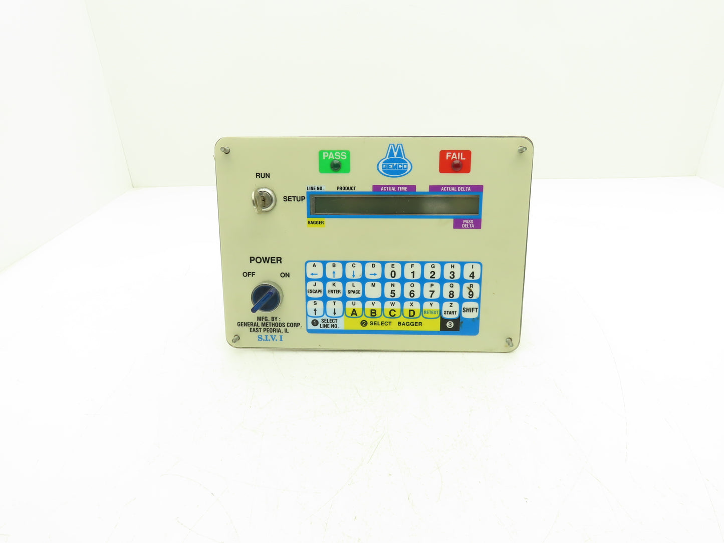 Gemco SIV I Seal Tester Operator Panel Plate