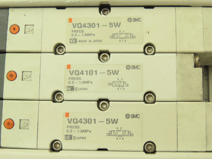 SMC VQ4101/4301-5W Pneumatic Solenoid Valve 3-Station Manifold 24VDC D-Sub
