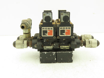 Ross W6076B3437 5/2 Pneumatic Solenoid Valve 2-Station Manifold 3/8"npt *No Coil