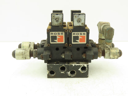 Ross W6076B3437 5/2 Pneumatic Solenoid Valve 2-Station Manifold 3/8"npt *No Coil
