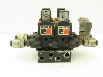 Ross W6076B3437 5/2 Pneumatic Solenoid Valve 2-Station Manifold 3/8"npt *No Coil