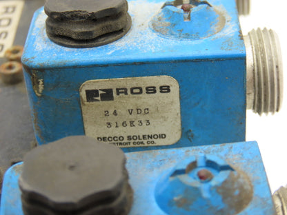 Ross W6077B3431/W6076B3437 Pneumatic Solenoid Valve 3-Station Manifold 24VDC