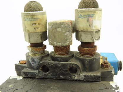 Ross W6077B3431/W6076B3437 Pneumatic Solenoid Valve 3-Station Manifold 24VDC