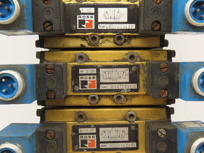 Ross W6077B3431/W6076B3437 Pneumatic Solenoid Valve 3-Station Manifold 24VDC