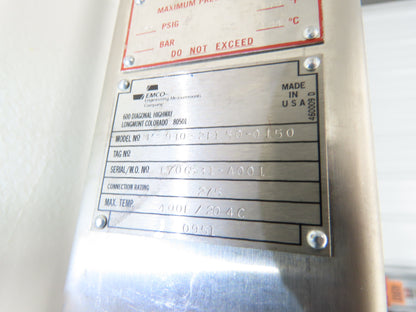 Emco MP-910-2F150-0150 Turbo-Bar Insertion Turbine Flow Meter 2" Flange 22"L