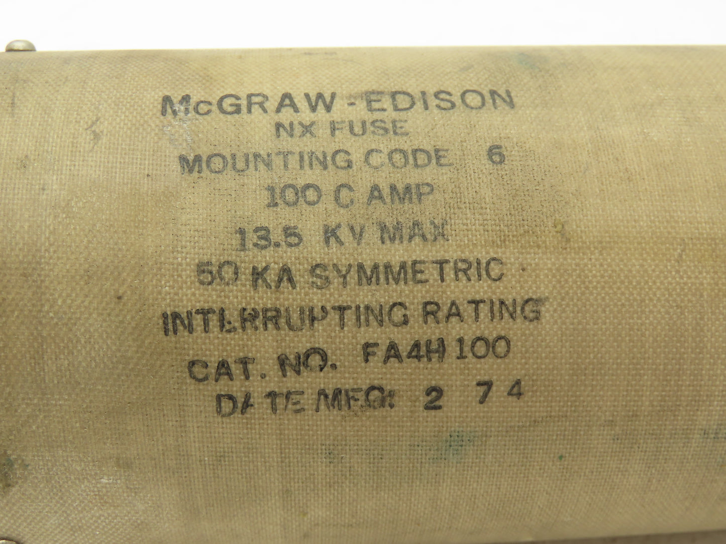 McGraw Edison FA4H100 NX Fuse 100 Amp 13.5KV 50KA