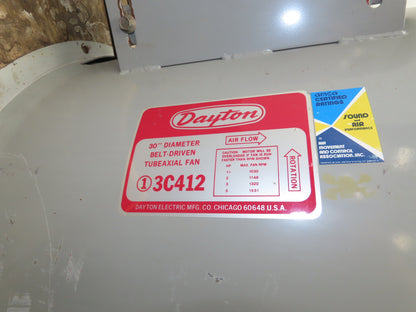 Dayton 3C412 Tubeaxial Fan 30" Belt Drive 3 Hp Motor 208-230/460V
