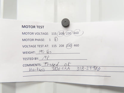 Hartzell 31B-24-900 Tubeaxial Fan 24" Belt Drive 3/4 Hp Motor 208-230/460V