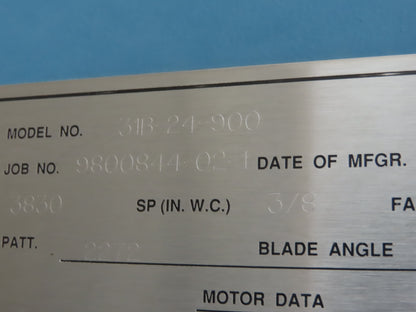 Hartzell 31B-24-900 Tubeaxial Fan 24" Belt Drive 3/4 Hp Motor 208-230/460V