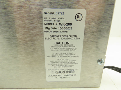 Gardner Products WK-200SS Flying Insect Trap Ultraviolet Pest Control Stainless