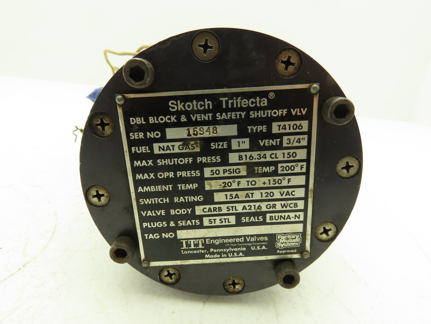 ITT T4106 Skotch Trifecta Solenoid Burner Shut-off Valve 120V Coil 50PSI NC