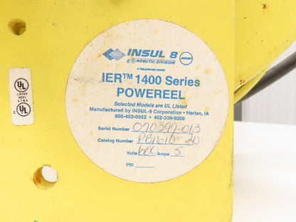 Insul 8 IER 1400 Powereel Retractable Power Cable Reel 16/10 Cord 5A 600V 20'L