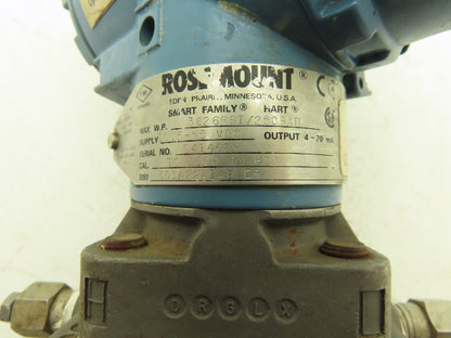 Rosemount 3051CD3A22A1AB4E5 Pressure Transmitter Display 3626 PSI 1000" H2O