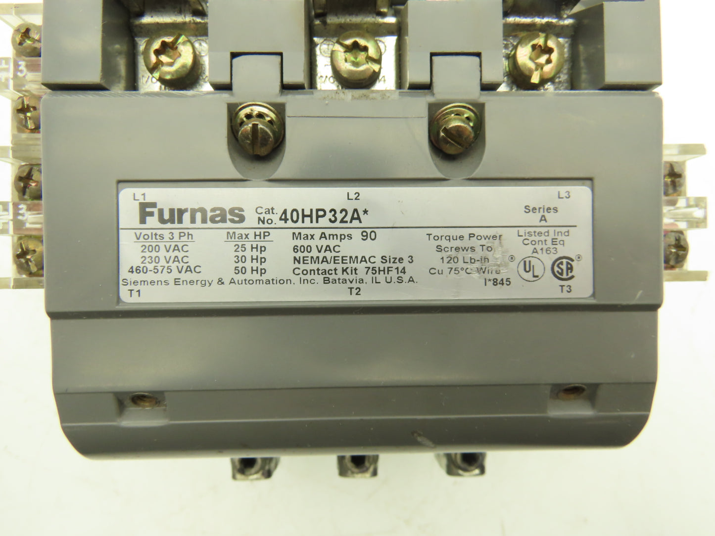Furnas 40HP32A* AC Contactor Motor Starter 50Hp 600VAC 3Ph 120V Coil
