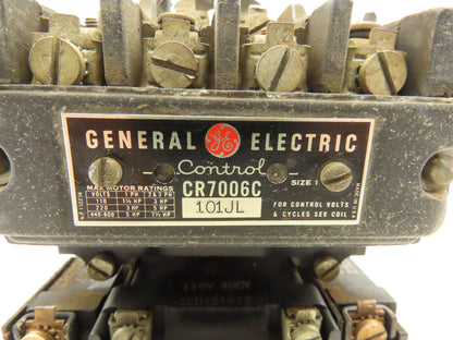 General Electric 101JL AC Motor Starter 7.5Hp 600VAC 3Ph 110V Coil Lot of 3