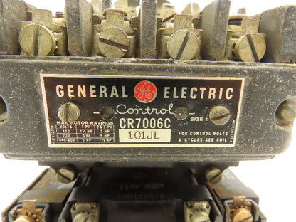 General Electric 101JL AC Motor Starter 7.5Hp 600VAC 3Ph 110V Coil Lot of 3